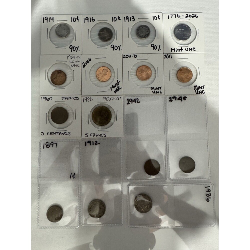 Coin Collector Lot Of 15 1897-2026 Silver/copper/indian/wheat/error/1942/1945